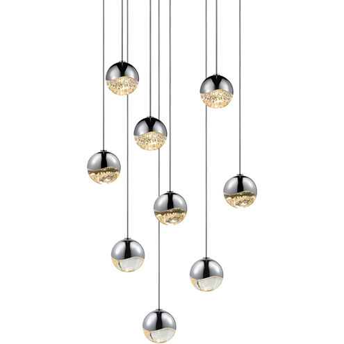 Grapes LED 13 inch Polished Chrome Cluster Pendant Ceiling Light in Clear Glass Lens
