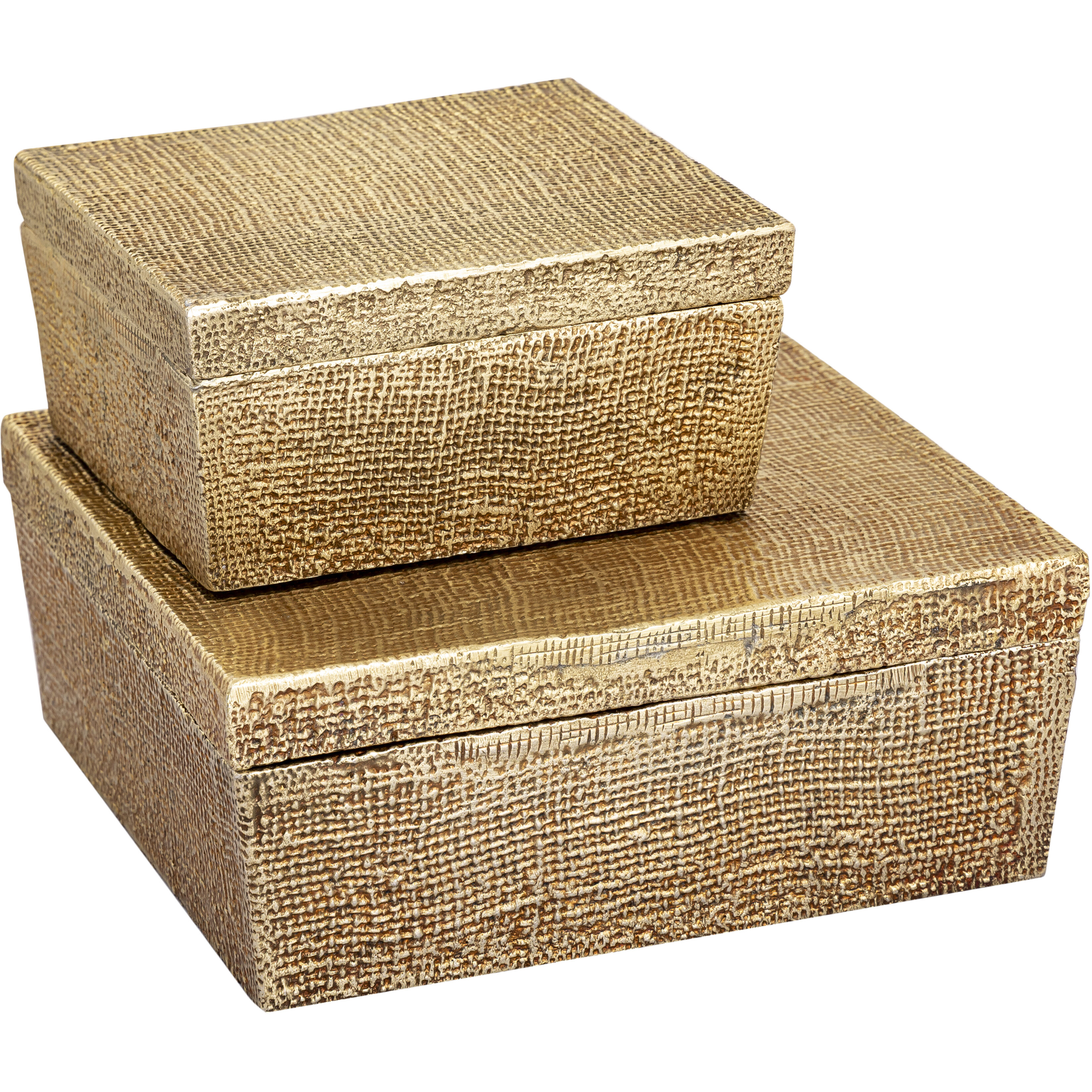 Square Linen 8 X 8 inch Antique Brass Box