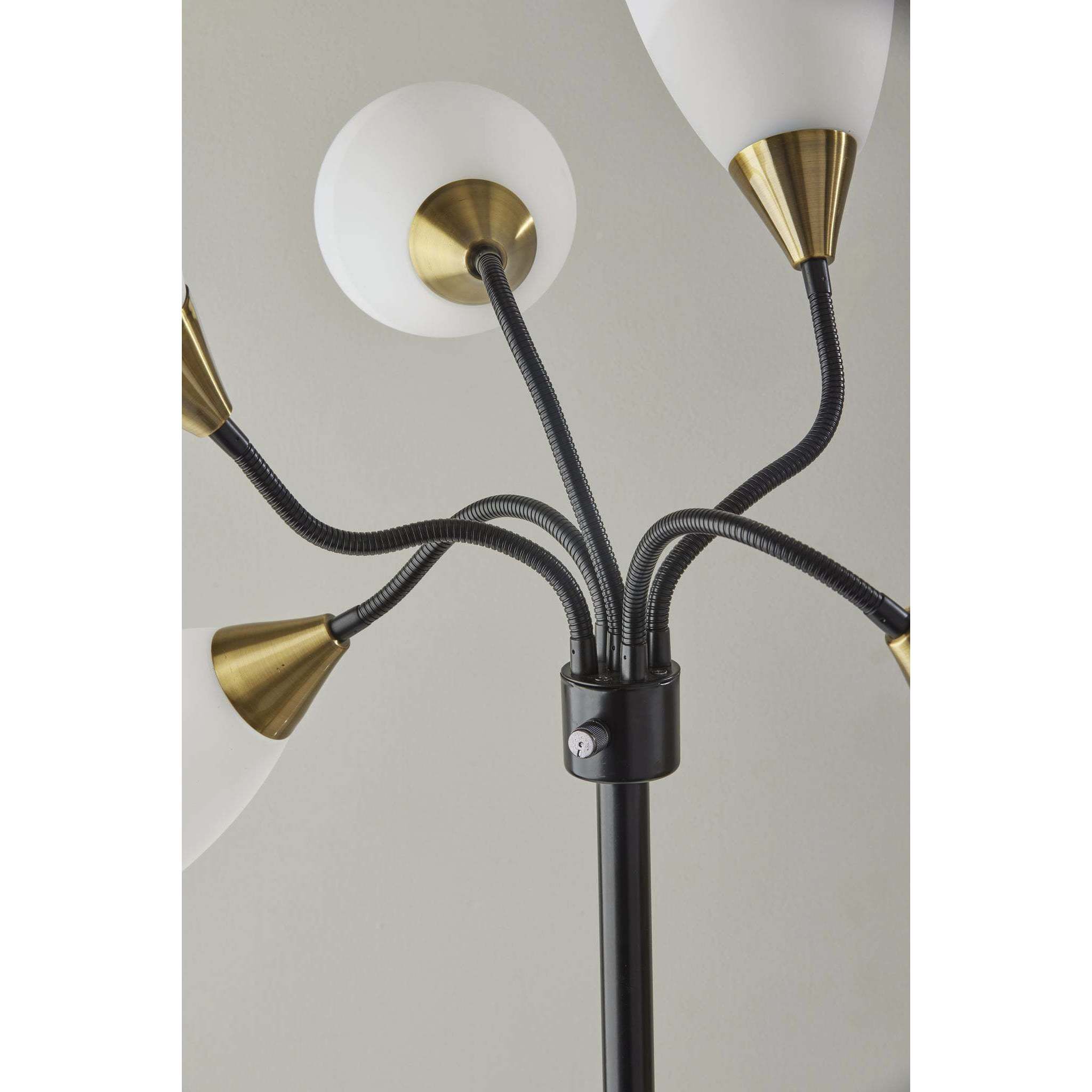 Sophia 67 inch 60.00 watt Black with Antique Brass Accents Floor Lamp Portable Light, Simplee Adesso