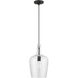 Avery 1 Light 9 inch Black with Brushed Nickel Accent Single Pendant Ceiling Light, Single