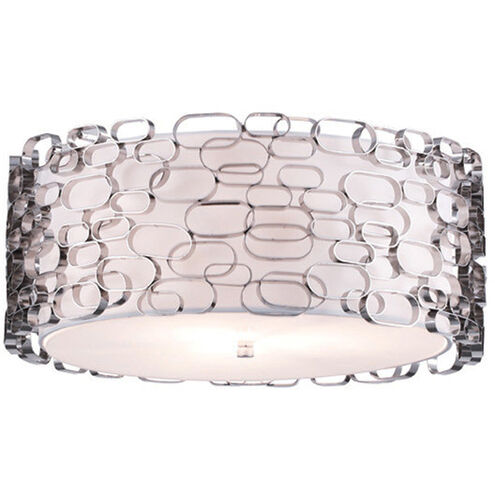 Ventura Blvd. 2 Light 14 inch Polished Nickel and Ivory Slik Shade Flush Mount Ceiling Light