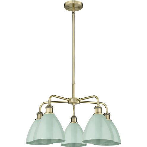 Ballston Dome 5 Light 25.5 inch Antique Brass Chandelier Ceiling Light in Seafoam