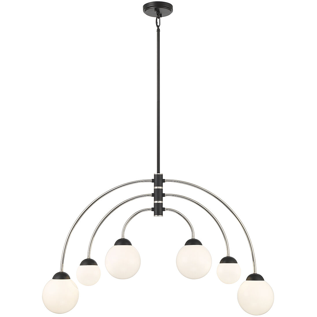 Stella 6 Light 38 inch Matte Black with Polished Nickel Chandelier Ceiling Light