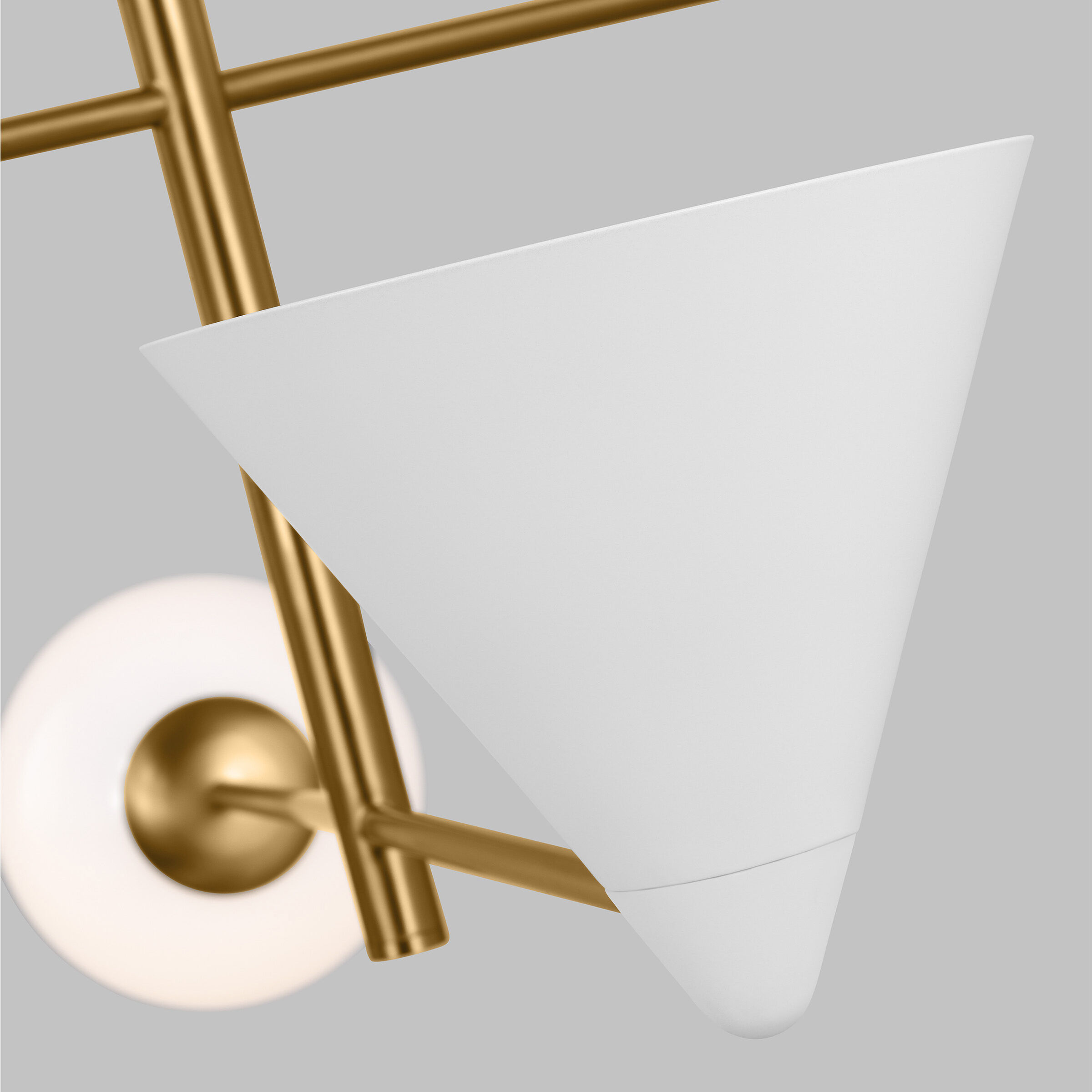 AERIN Cosmo 4 Light 48 inch Matte White and Burnished Brass Chandelier Ceiling Light in Matte White / Burnished Brass