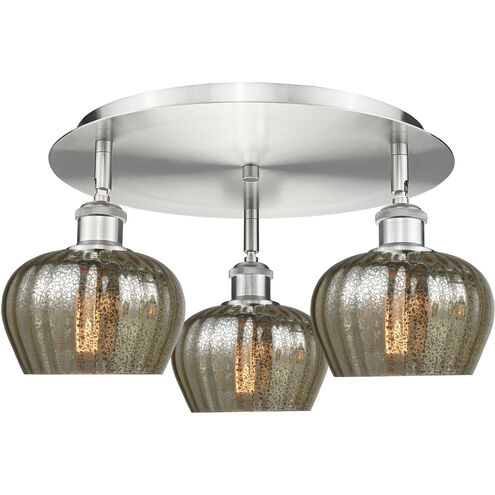 Fenton 3 Light 18.25 inch Satin Nickel Flush Mount Ceiling Light in Mercury