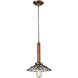 Tillamook 1 Light 11 inch Vintage Brass with Vintage Rust and Wood Tone Mini Pendant Ceiling Light