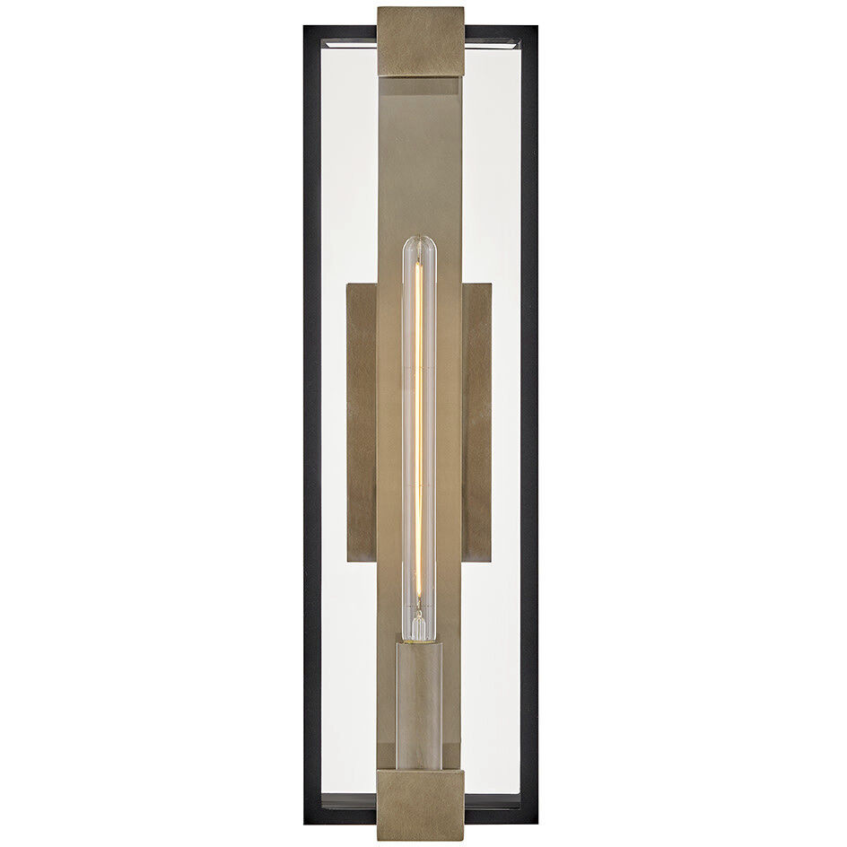 Bergen 1 Light 28 inch Black with Burnished Bronze Outdoor Wall Mount Lantern