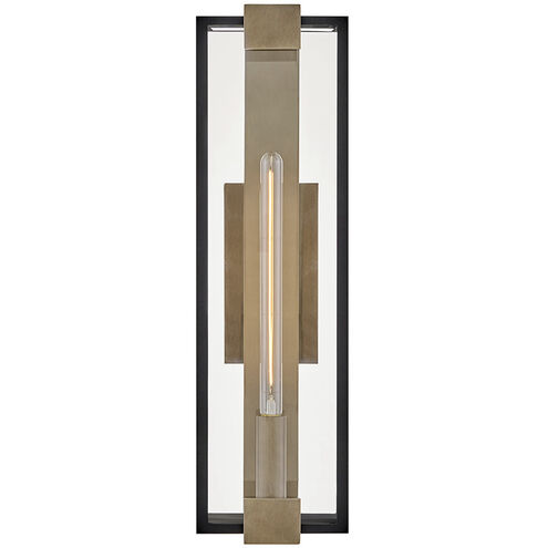 Bergen 1 Light 28 inch Black with Burnished Bronze Outdoor Wall Mount Lantern