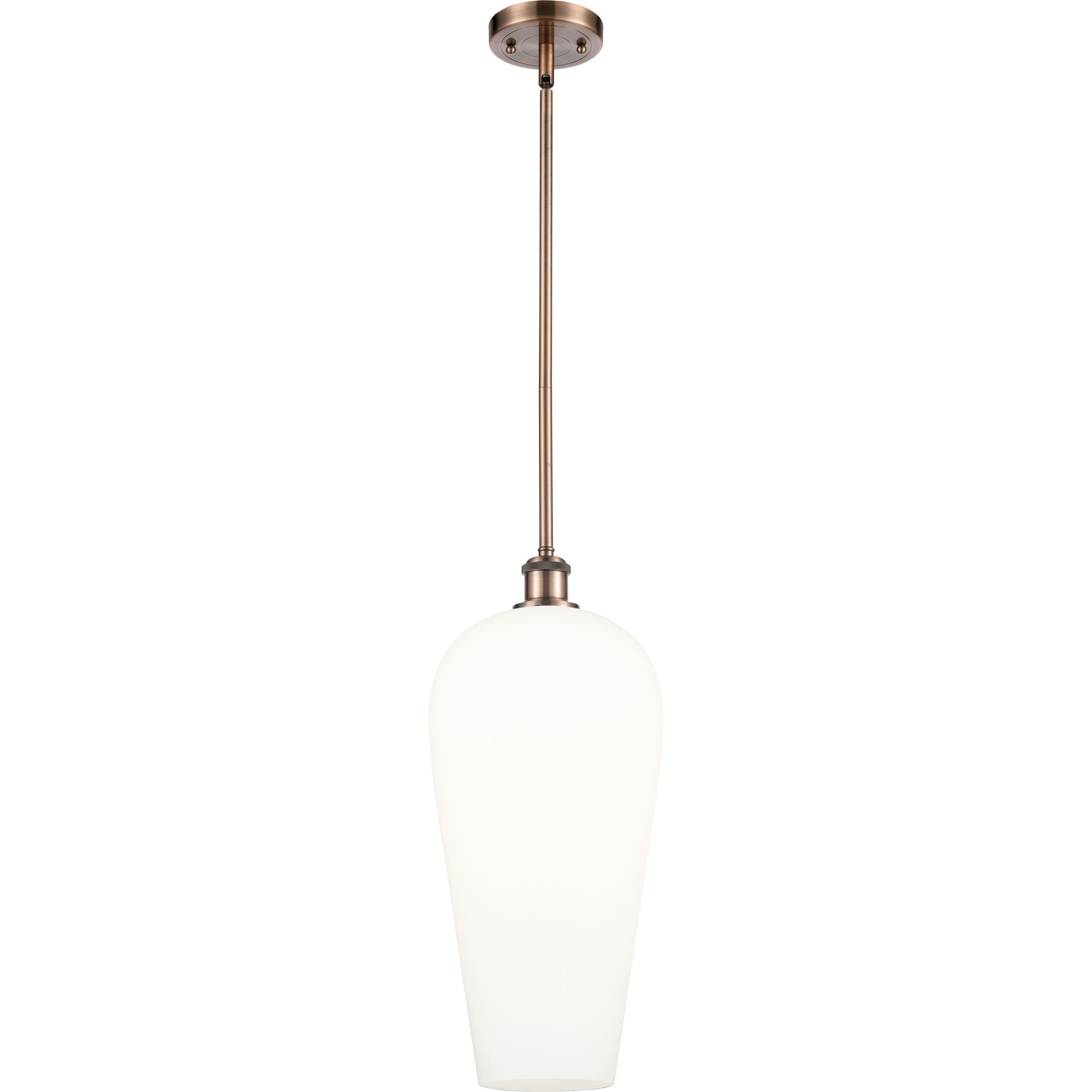 Ballston Chelsea 1 Light 8 inch Antique Copper Mini Pendant Ceiling Light in White Glass