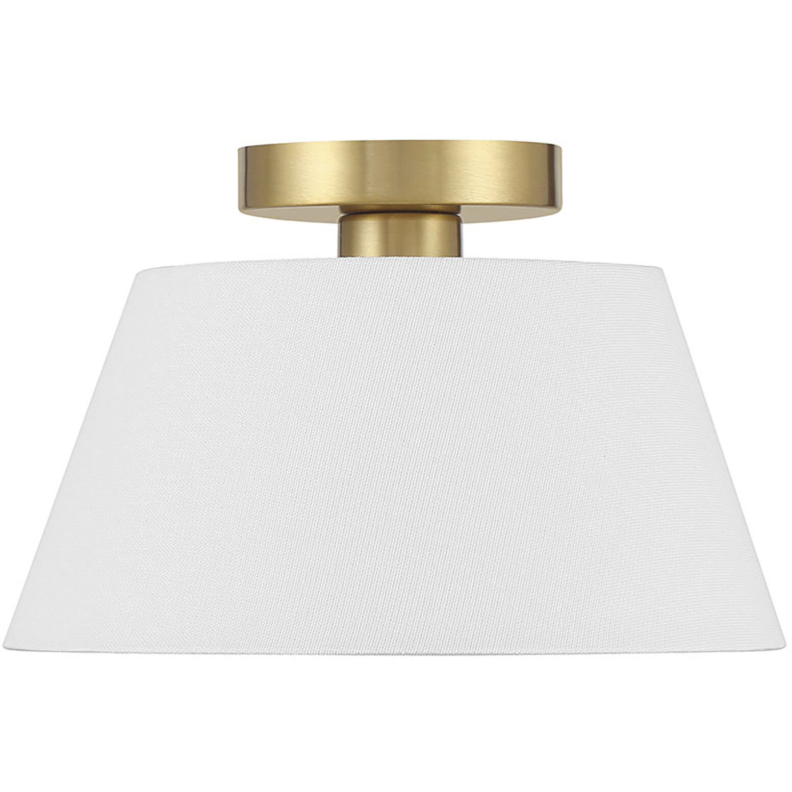 Modern 1 Light 12 inch Natural Brass Semi-Flush Ceiling Light