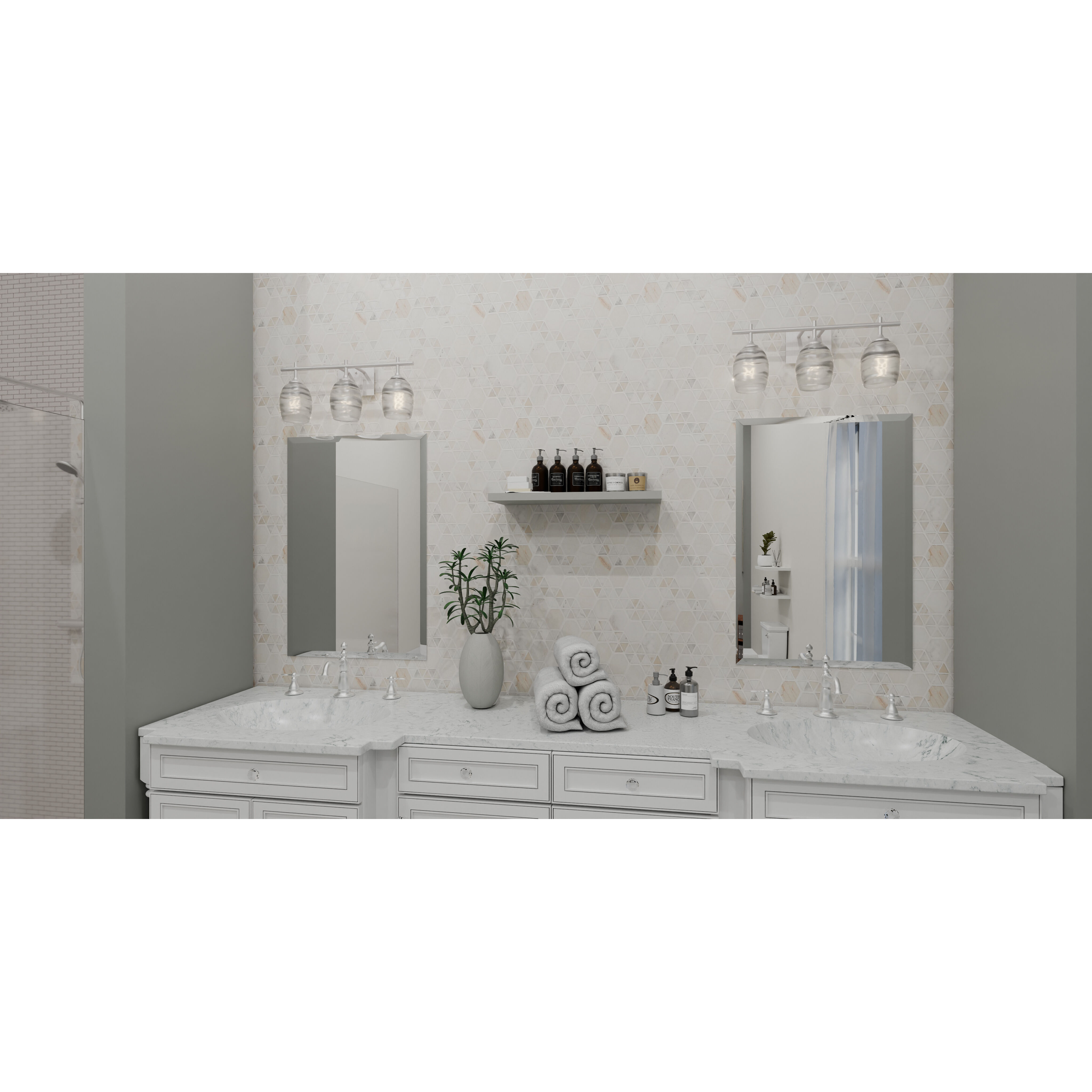 Lucy 3 Light 22 inch Brushed Nickel Bath Light Wall Light, Large