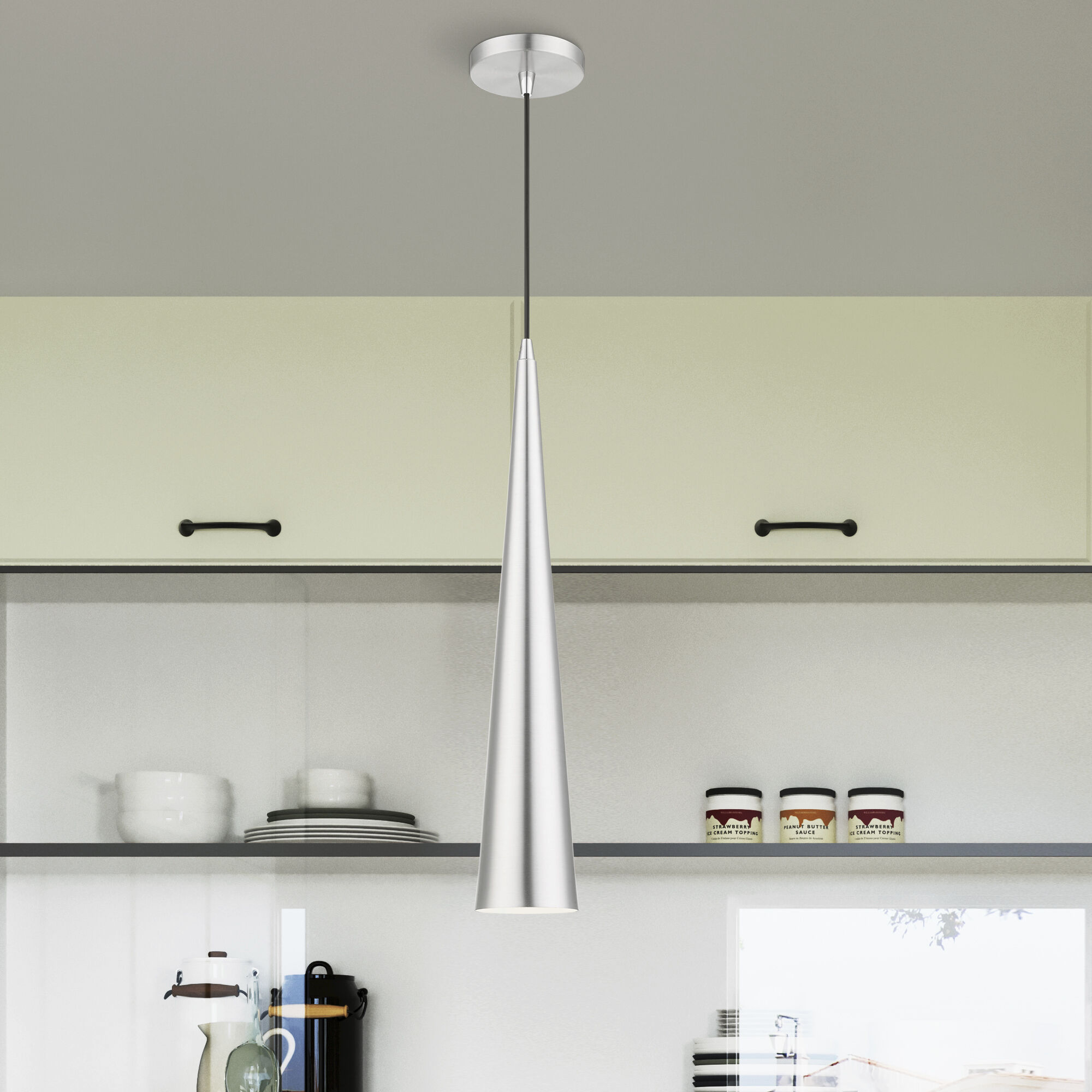 Andes 1 Light 5 inch Brushed Aluminum with Polished Chrome Accents Single Pendant Ceiling Light, Tall