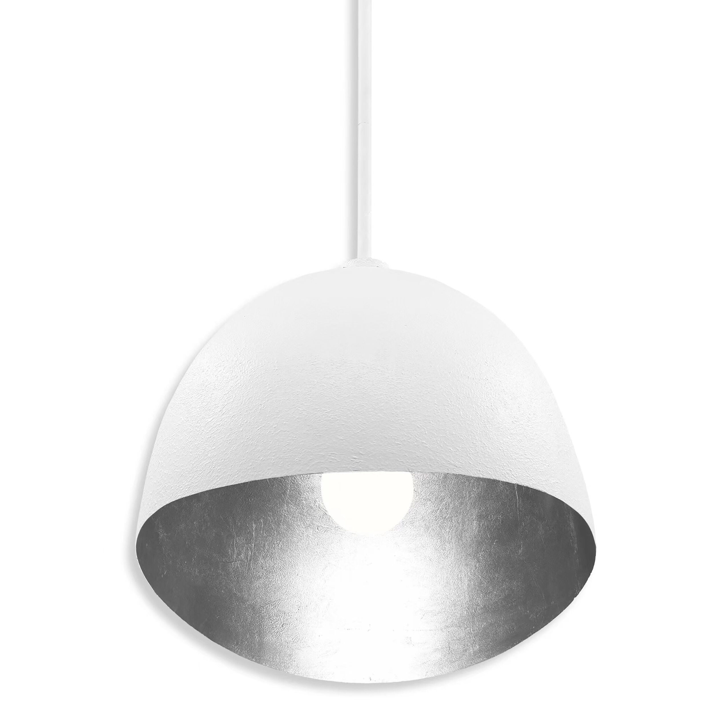 Eclos 1 Light 15.75 inch Textured White With Silver Leaf Inside Pendant Ceiling Light