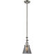 Franklin Restoration Cone 1 Light 6 inch Brushed Satin Nickel Mini Pendant Ceiling Light in Incandescent, Plated Smoke, Franklin Restoration