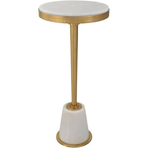 Edifice 26 X 12 inch White Marble and Brushed Brass Drink Table