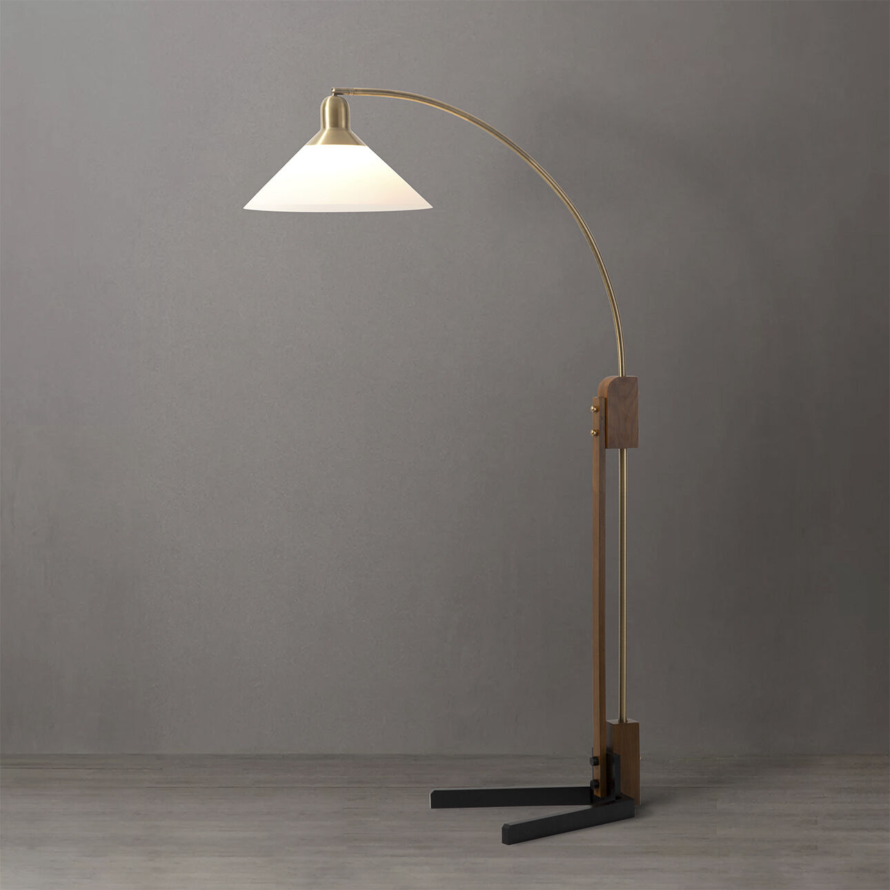 Melmar 60 inch 100.00 watt Walnut and Weathered Brass with Black Arc Floor Lamp Portable Light