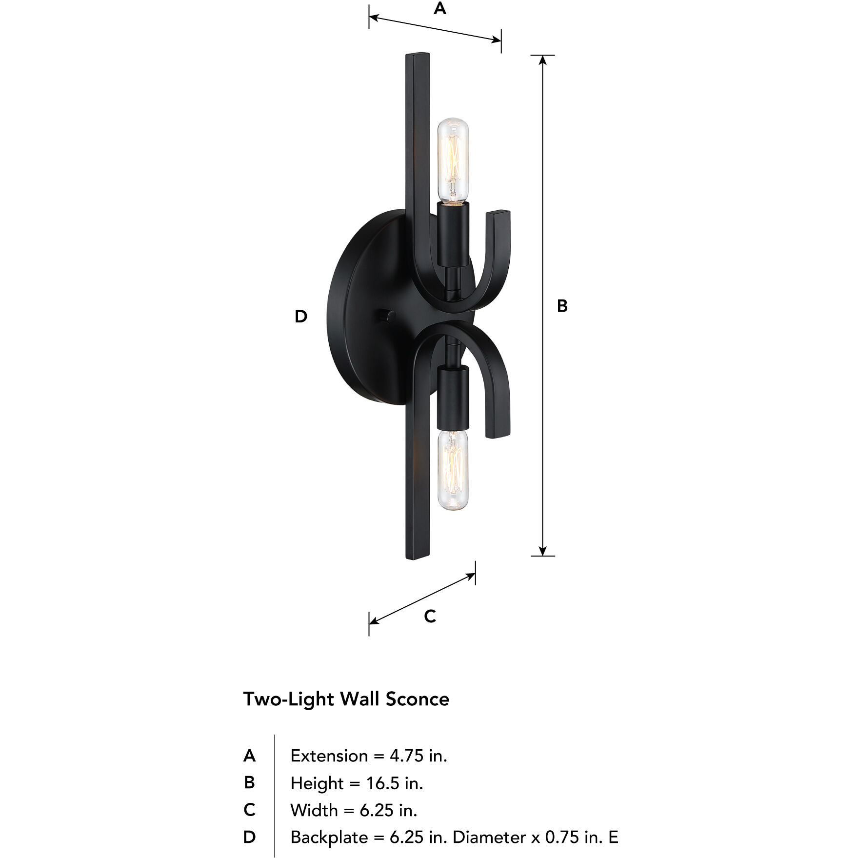 Skye 2 Light 6.25 inch Matte Black Wall Sconce Wall Light