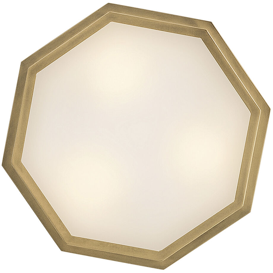 Facet 3 Light 17.5 inch Heritage Brass Flush Mount Ceiling Light