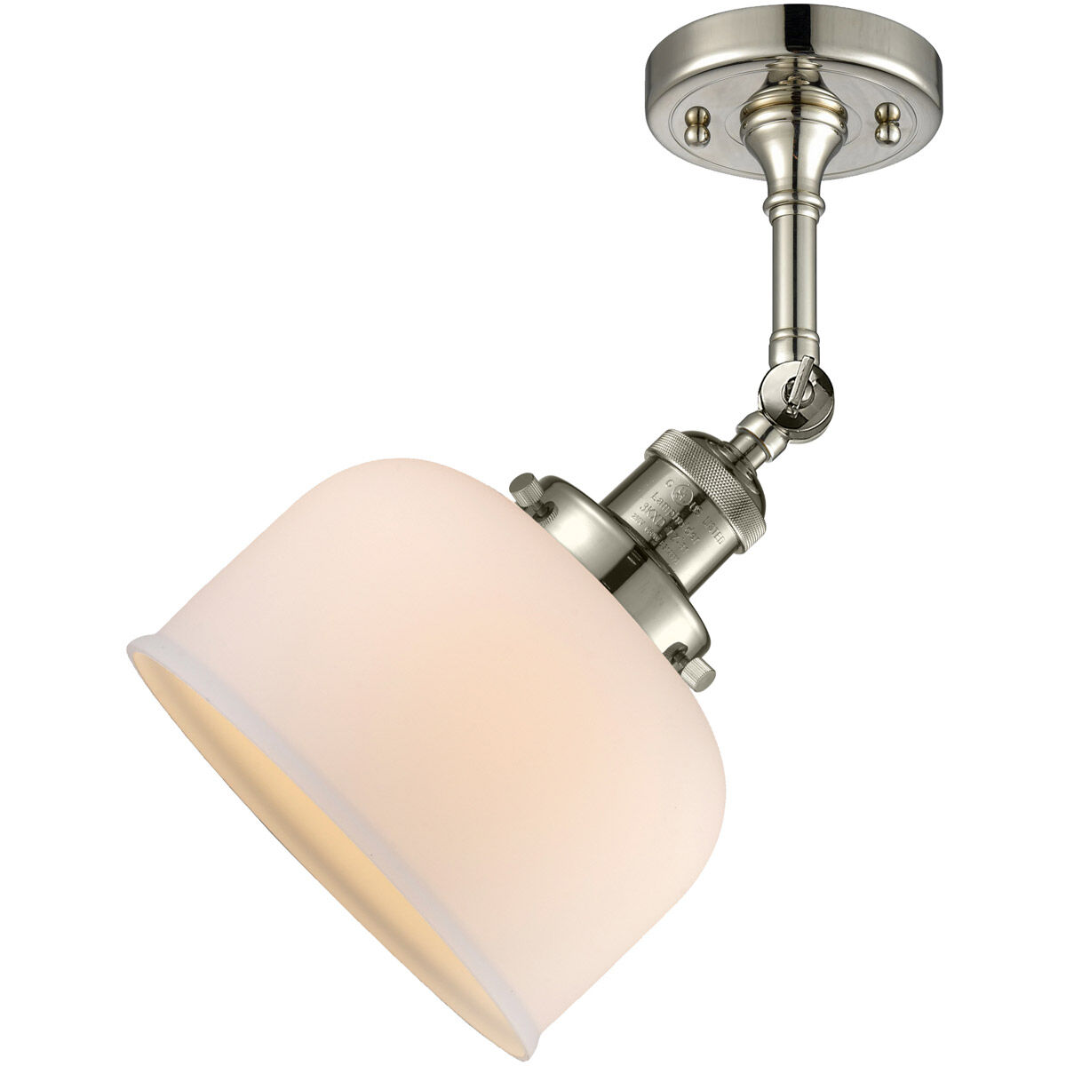 Franklin Restoration Large Bell LED 8 inch Polished Nickel Sconce Wall Light in Matte White Glass, Franklin Restoration