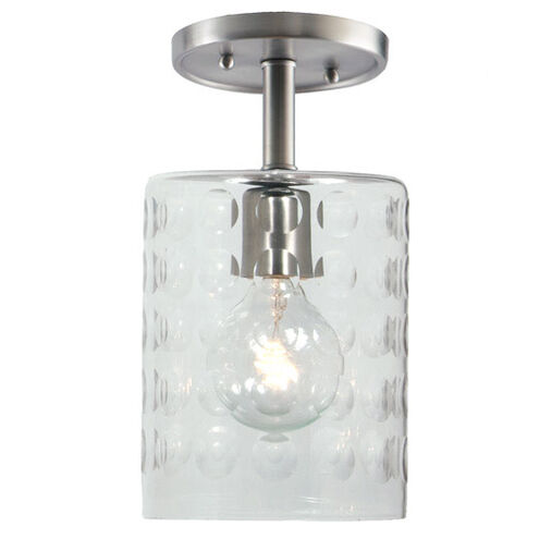 Grand Central 1 Light 6 inch Pewter Flush Mount Ceiling Light in Satin Nickel