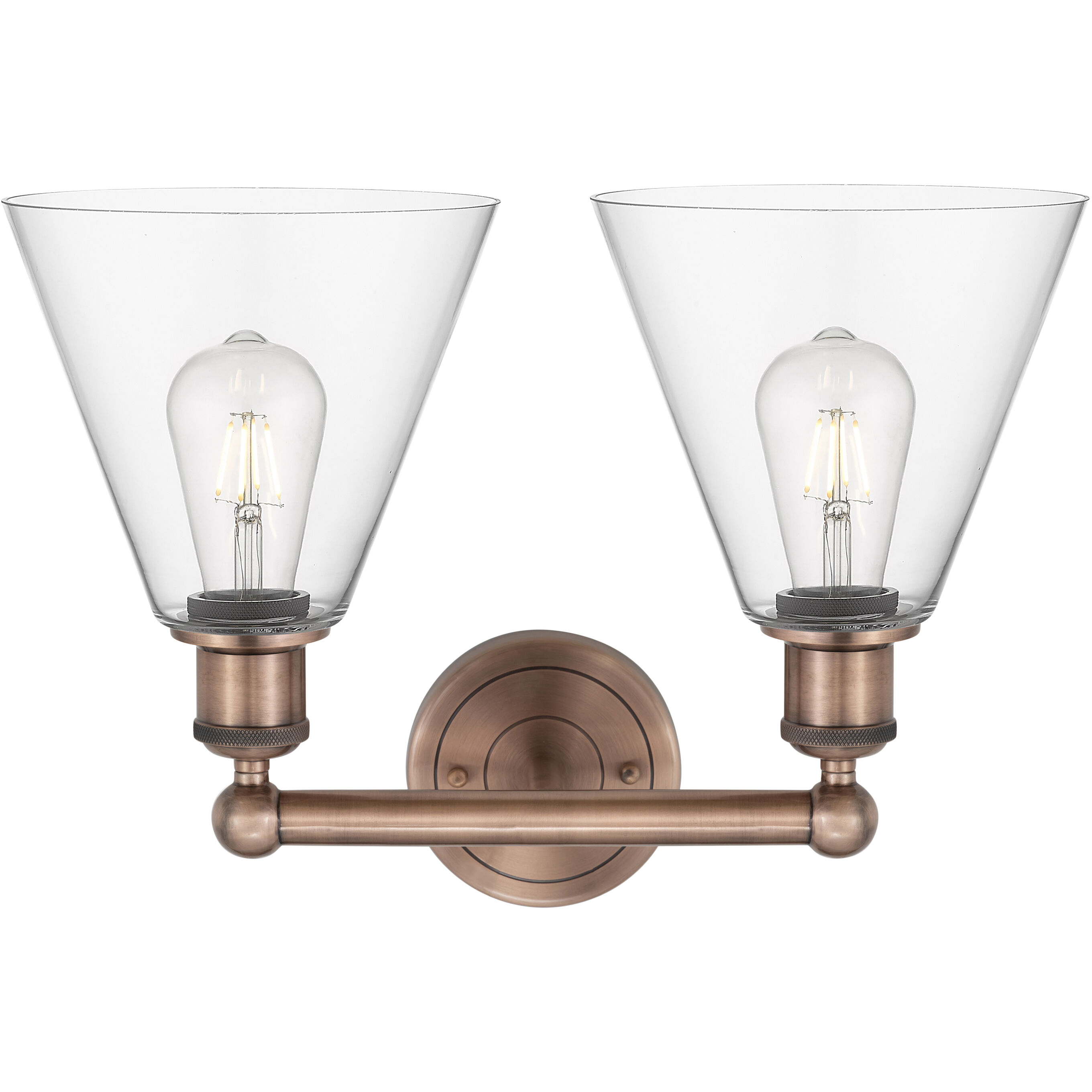 Berkshire 2 Light 17 inch Antique Copper Bath Vanity Light Wall Light in Clear