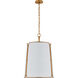 Carrier and Company Hastings 6 Light 25.25 inch Hand-Rubbed Antique Brass Pendant Ceiling Light in White, Large