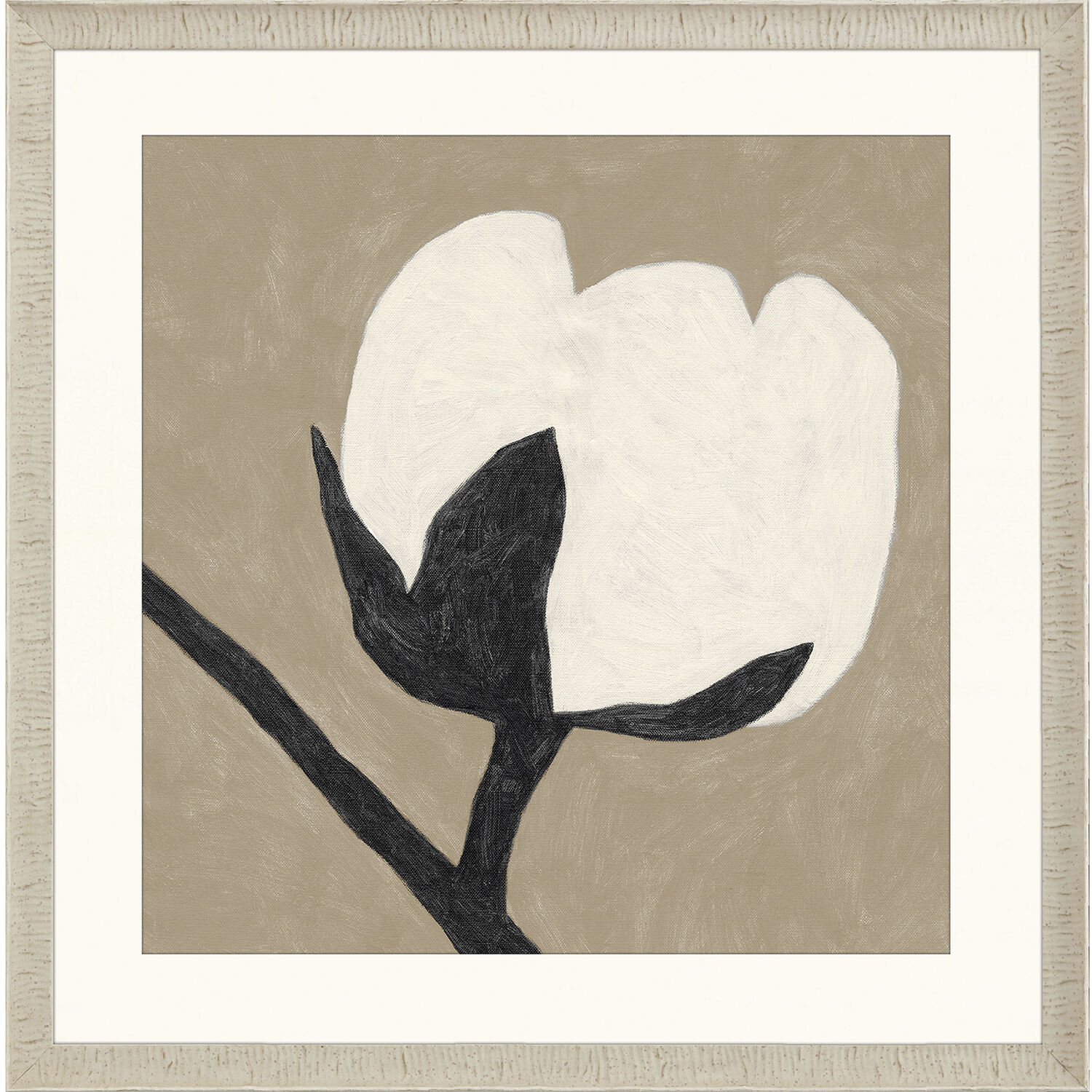 Delicate Sketch White and Beige and Black and Neutral Framed Art