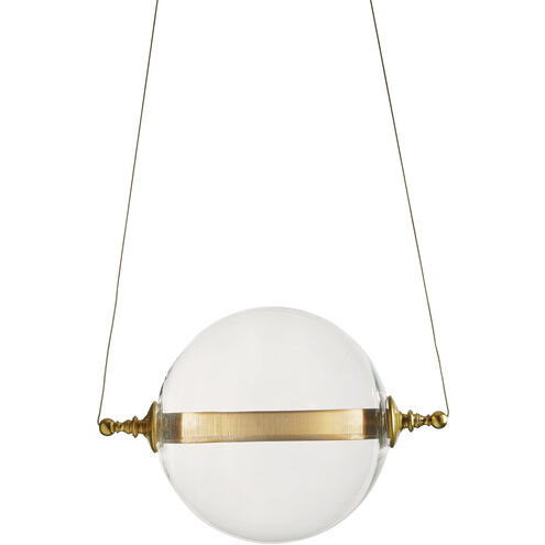 Otto LED 16.1 inch Black with Brass Accents Mini Pendant Ceiling Light, Sphere