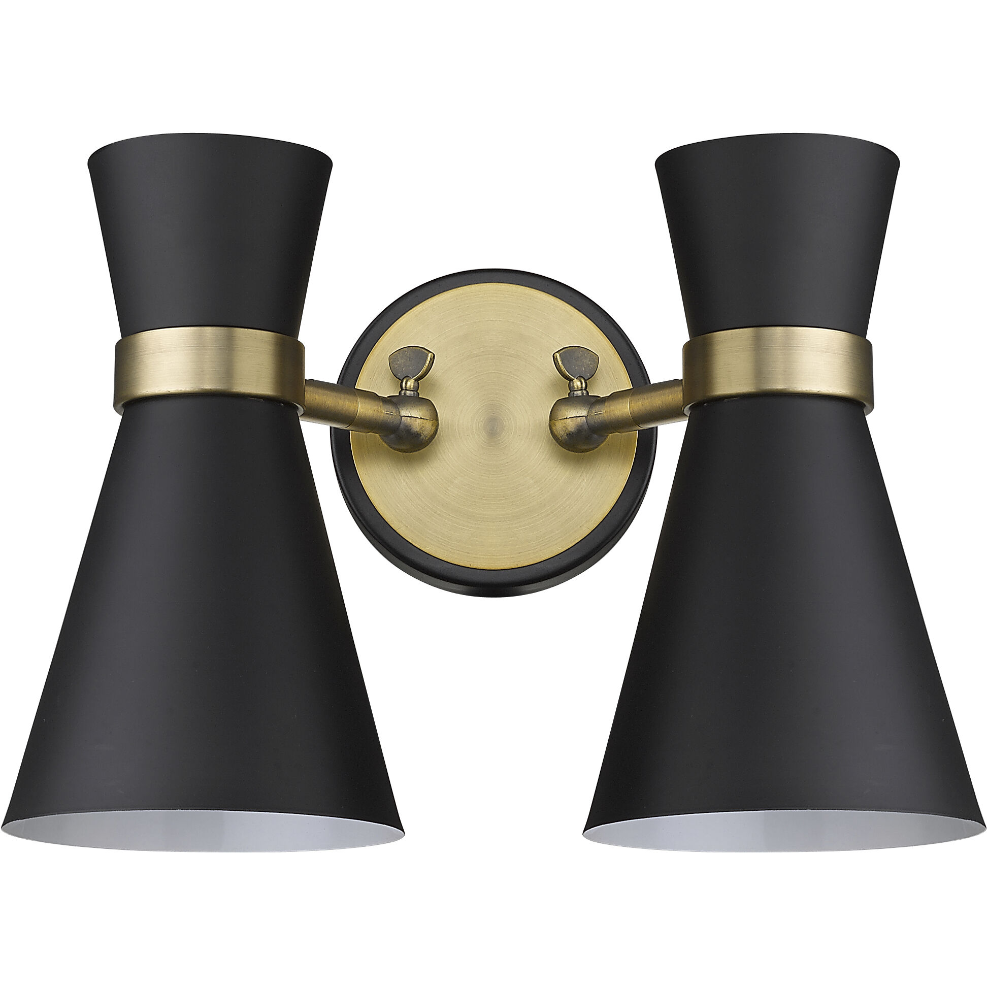 Soriano 2 Light 12 inch Matte Black and Heritage Brass Wall Sconce Wall Light