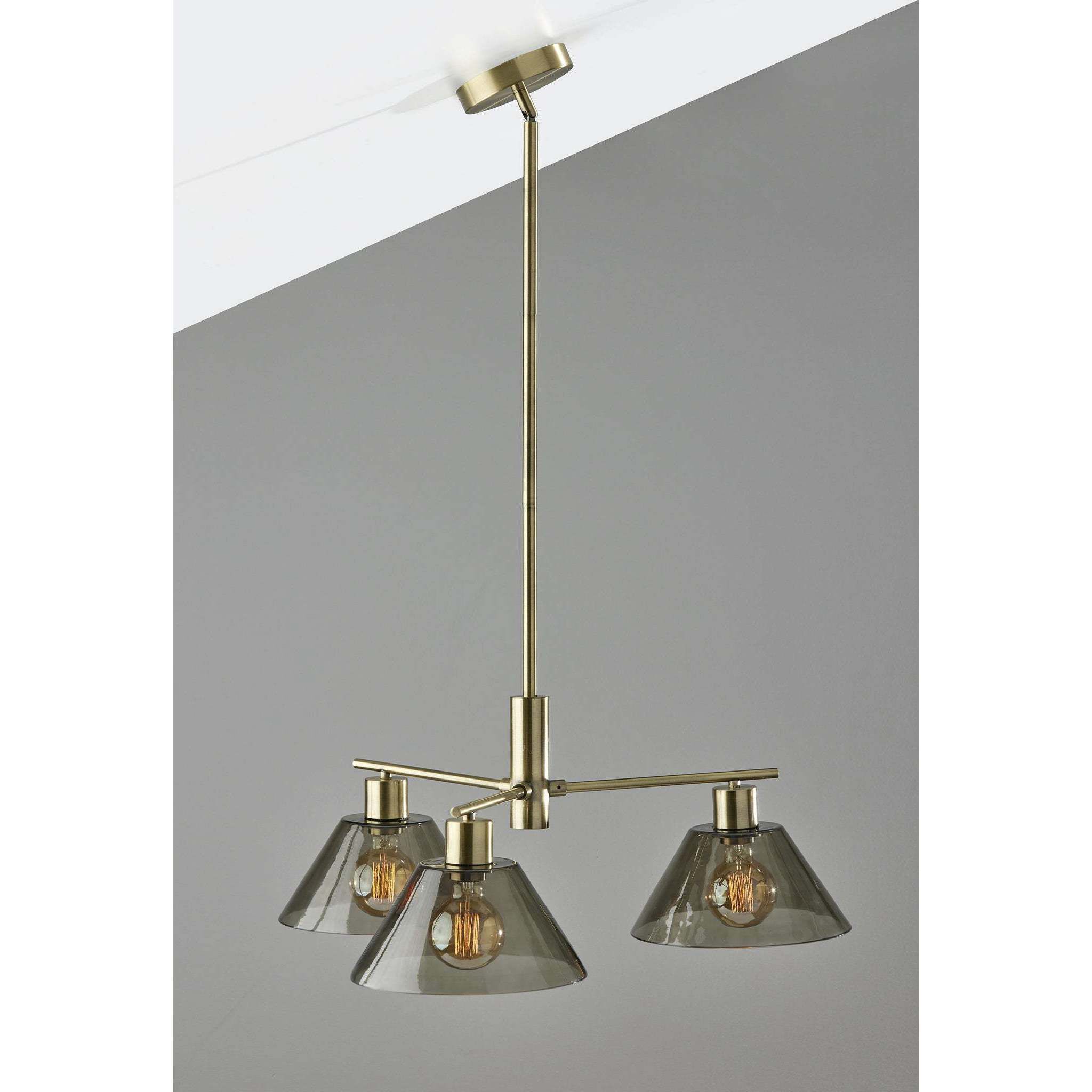 Zoe 3 Light 25.5 inch Antique Brass Chandelier Ceiling Light