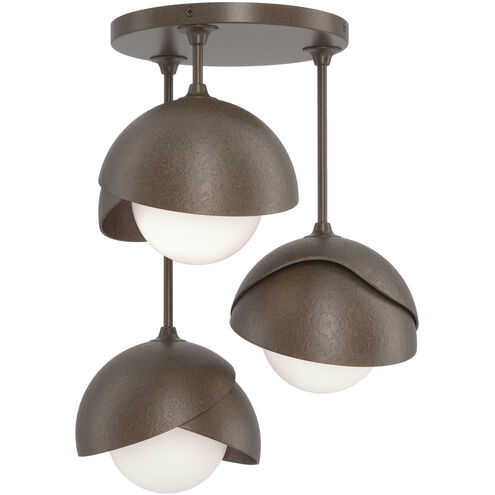 Brooklyn 3 Light 12 inch White and Bronze Semi-Flush Ceiling Light