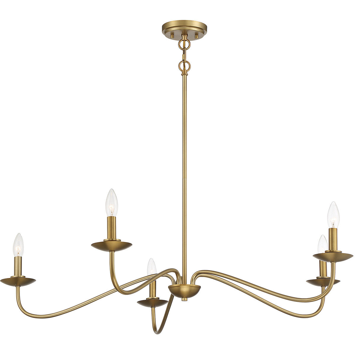 Traditional 5 Light 42 inch Natural Brass Chandelier Ceiling Light