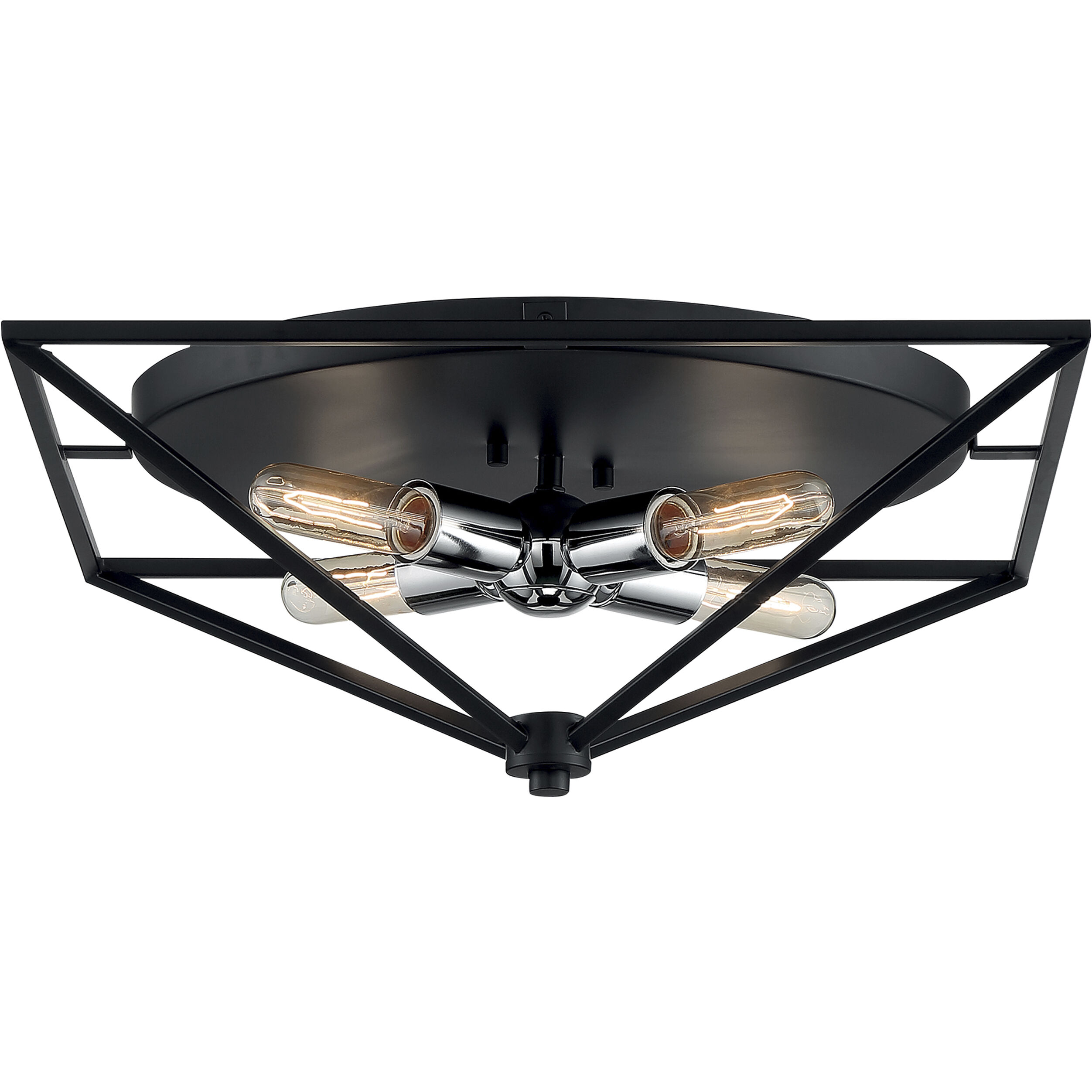 Legend 4 Light 19 inch Black and Polished Nickel Flush Mount Fixture Ceiling Light