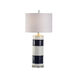 Jamie Merida 100.00 watt Navy/White Glaze/Clear Table Lamp Portable Light