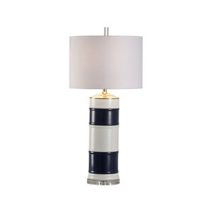 Jamie Merida 100.00 watt Navy/White Glaze/Clear Table Lamp Portable Light