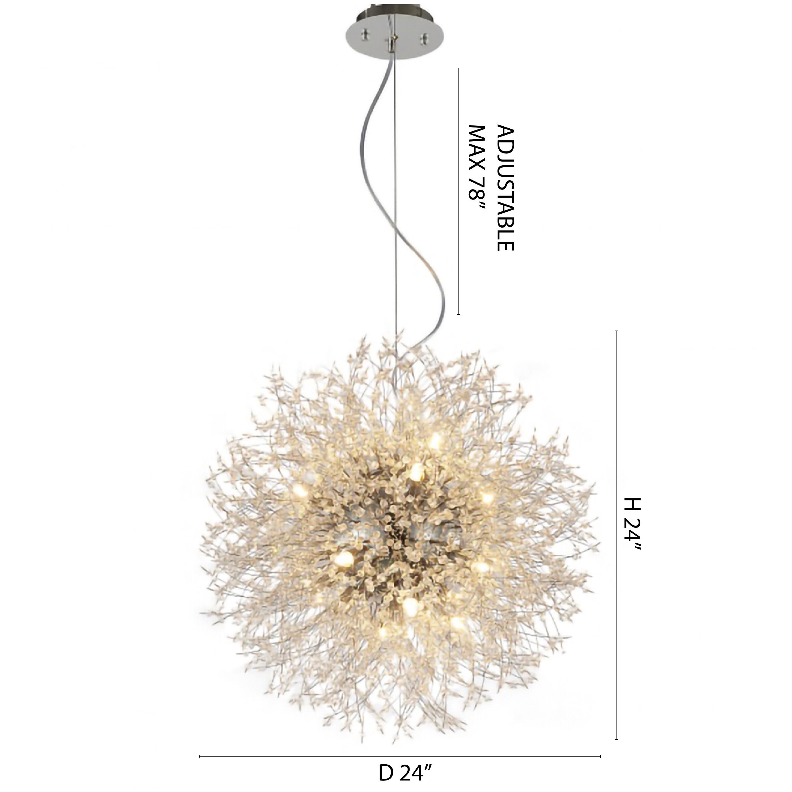 Canada 16 Light 24 inch Chrome Chandelier Ceiling Light