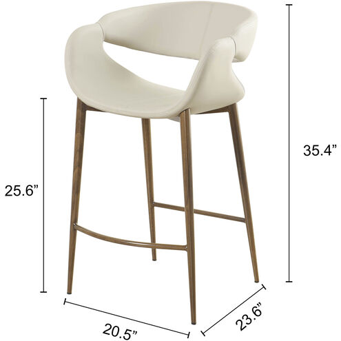 Joshua 35.4 inch Walnut and Taupe Counter Stool