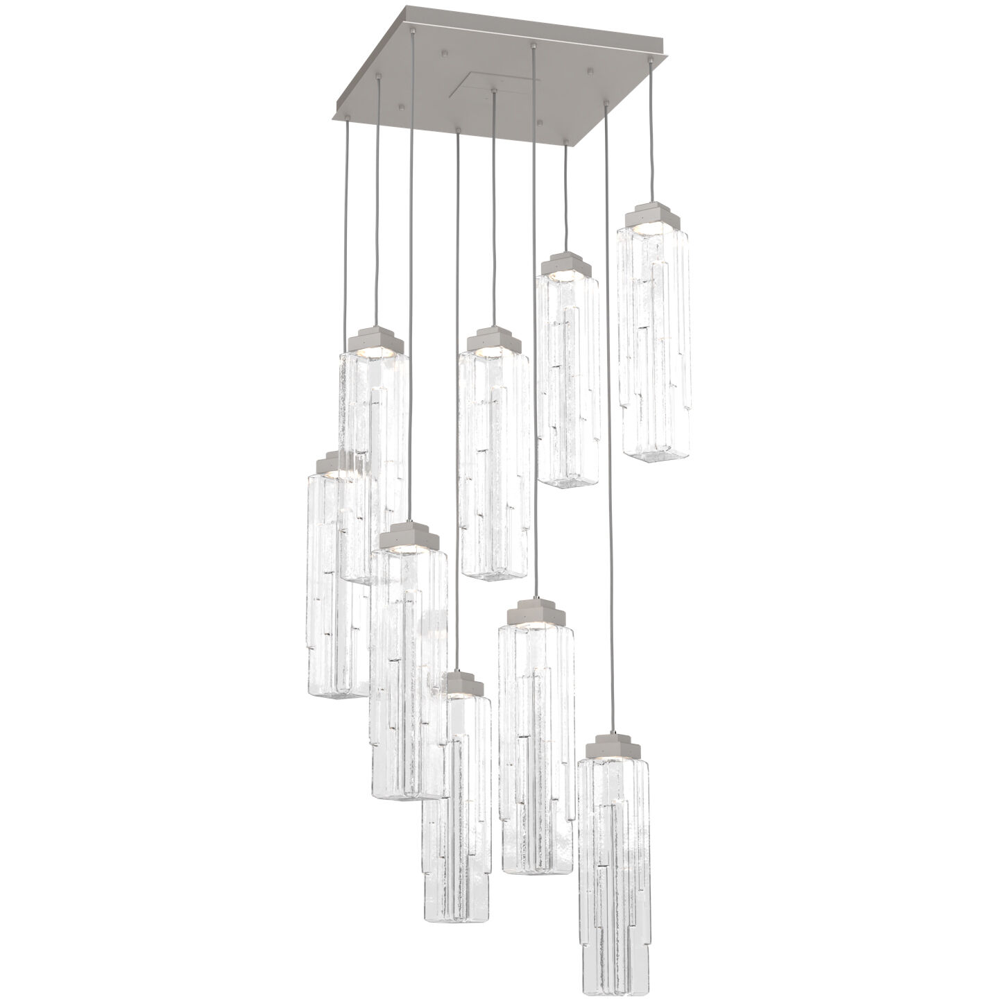 Ledgestone LED 26.1 inch Beige Silver Chandelier Ceiling Light in 3000K LED, Metallic Beige Silver, Clear Ledgestone, Square Multi-Port