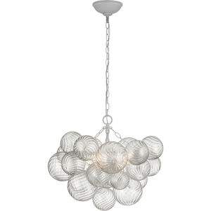 Julie Neill Talia LED 24 inch Plaster White and Clear Swirled Glass Chandelier Ceiling Light, Small