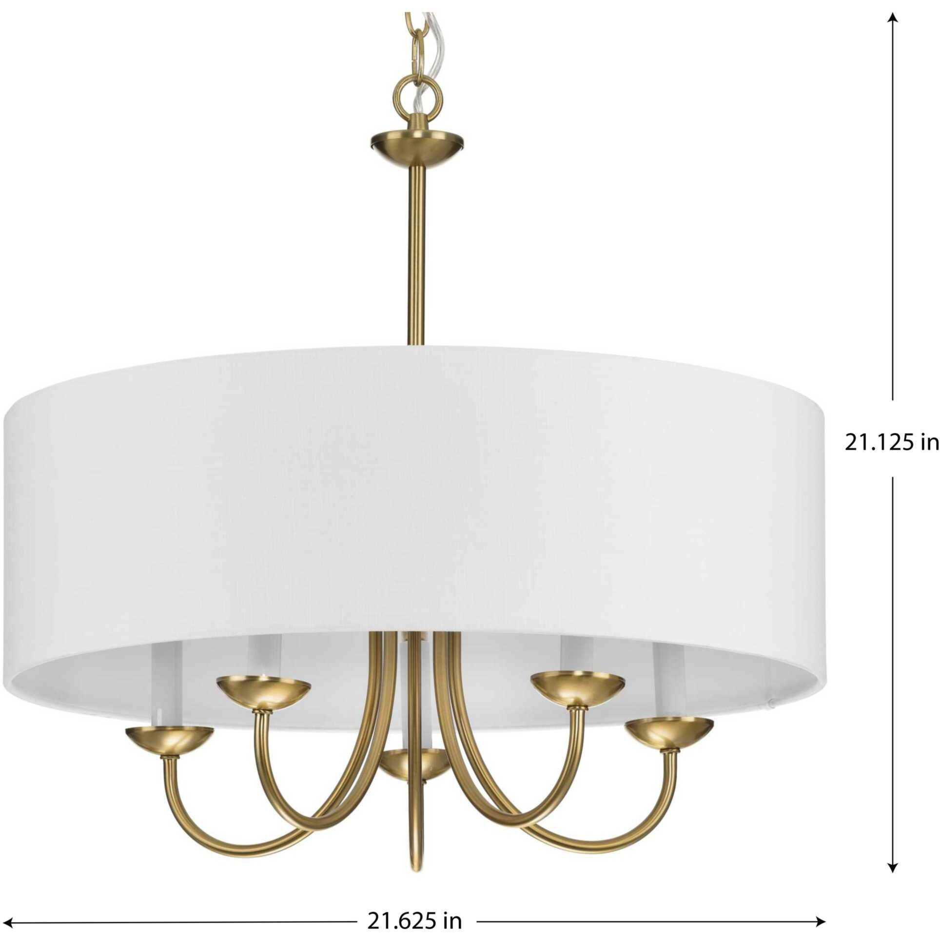 Drum Shade 5 Light 22 inch Brushed Bronze Chandelier Ceiling Light