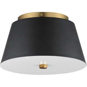 Miles LED 10.5 inch Black and Natural Aged Brass Flush Mount Ceiling Light