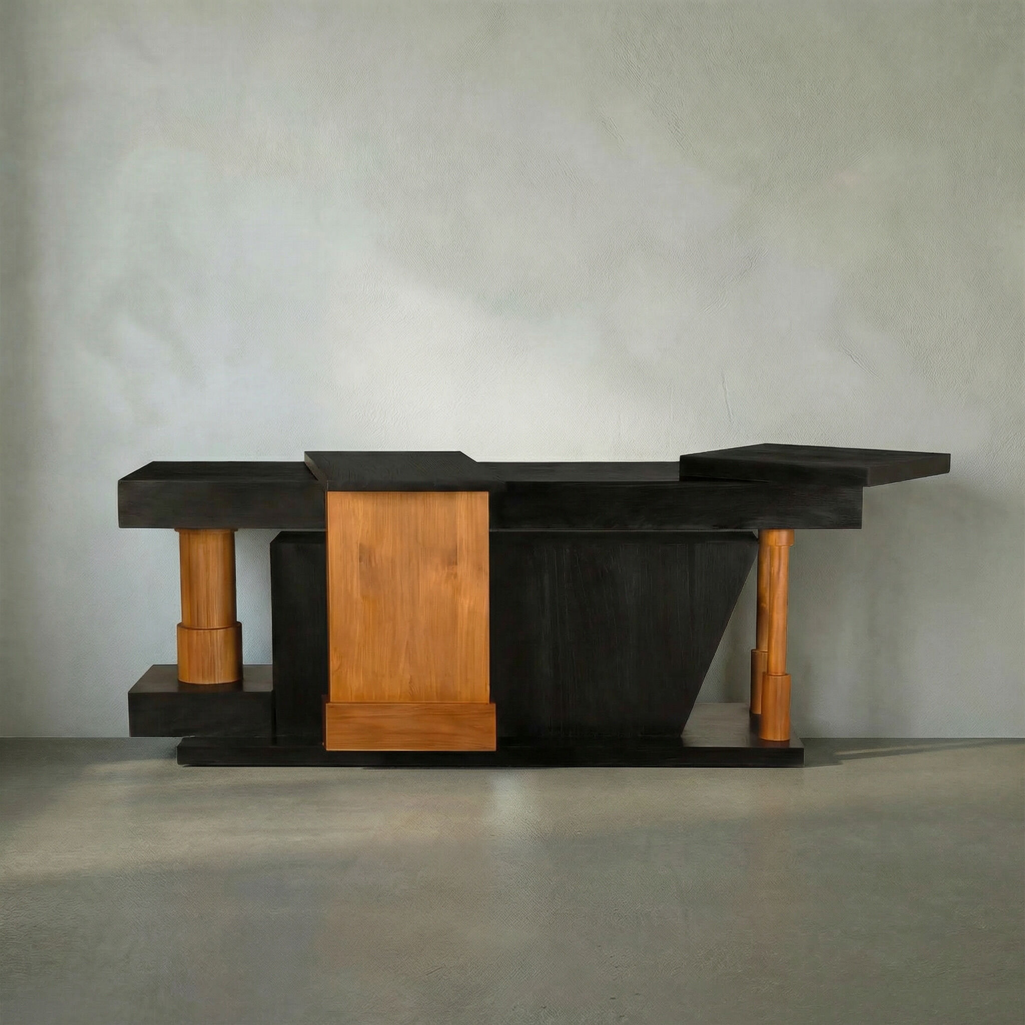 Fleming 86 X 31 inch Charcoal Black and Clear Coat Flat Console