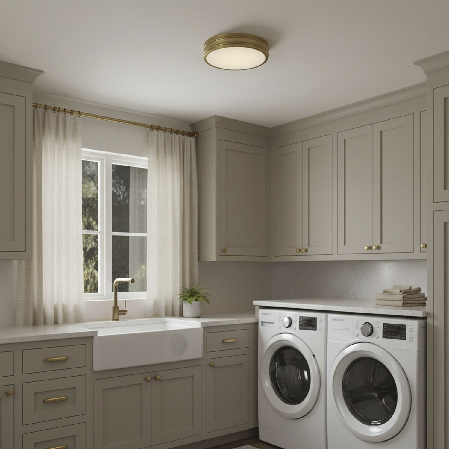 Vale LED 16 inch Aged Brass Flush Mount Ceiling Light