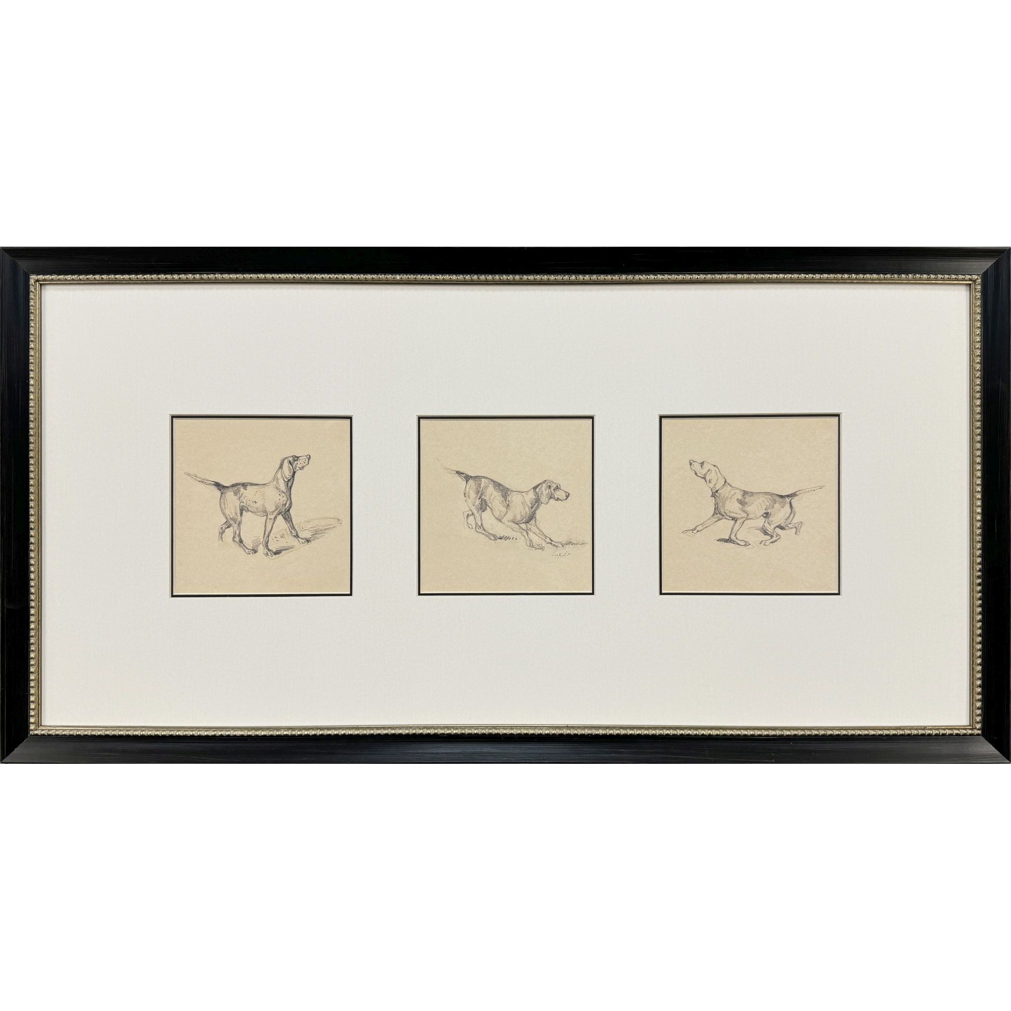 French Pointer Series Brown and Beige Framed Art
