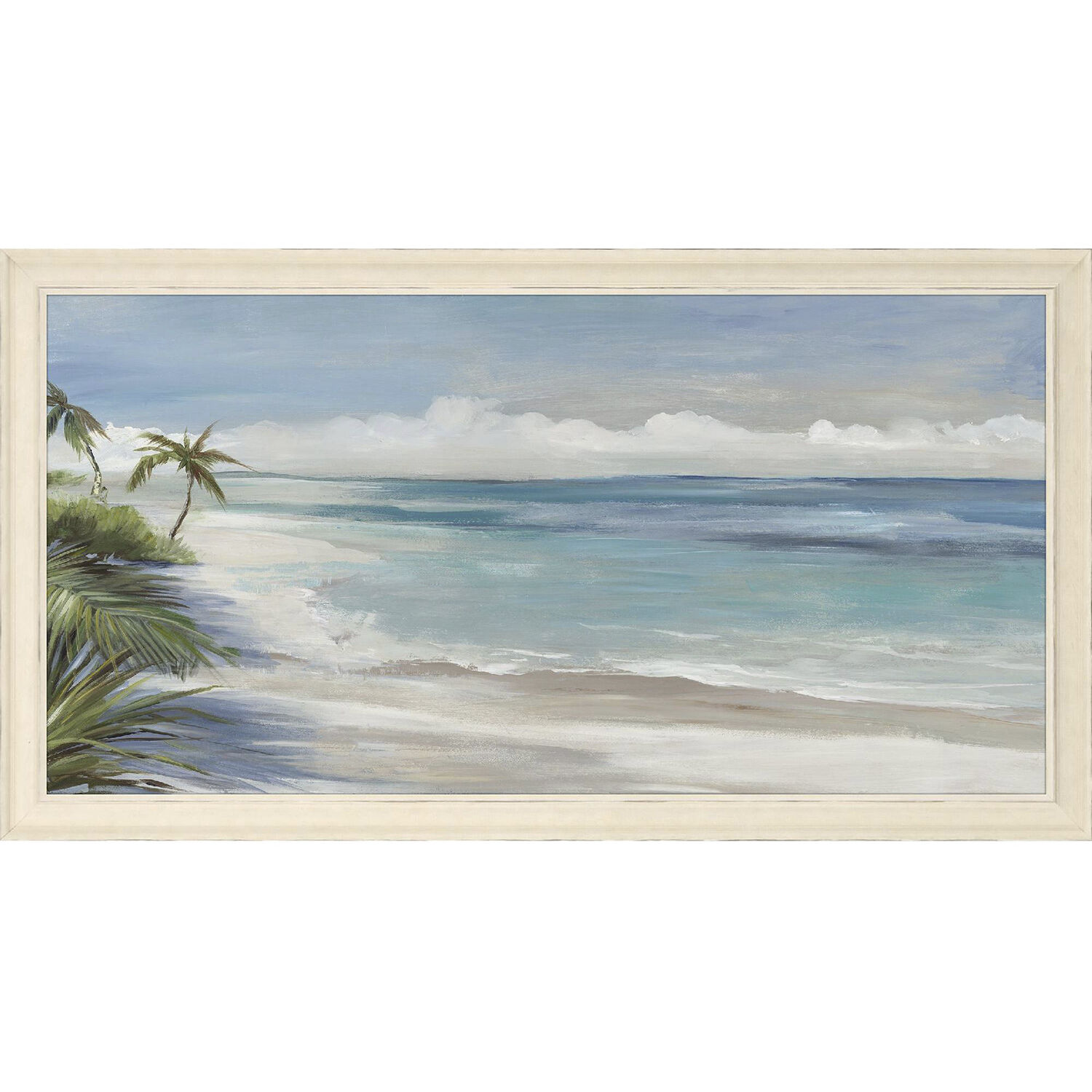 Waterside Blue and Green and Turquoise and White Framed Art
