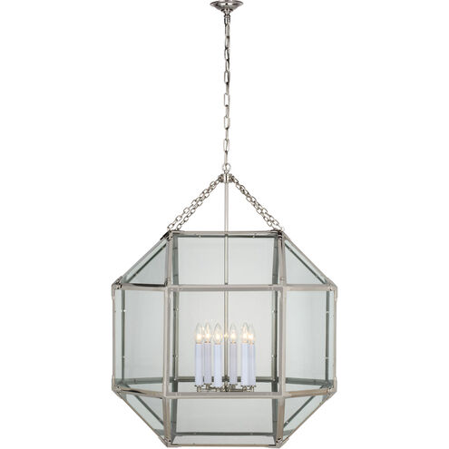 Suzanne Kasler Morris LED 30.5 inch Polished Nickel Grande Lantern Pendant Ceiling Light in Clear Glass, Grande