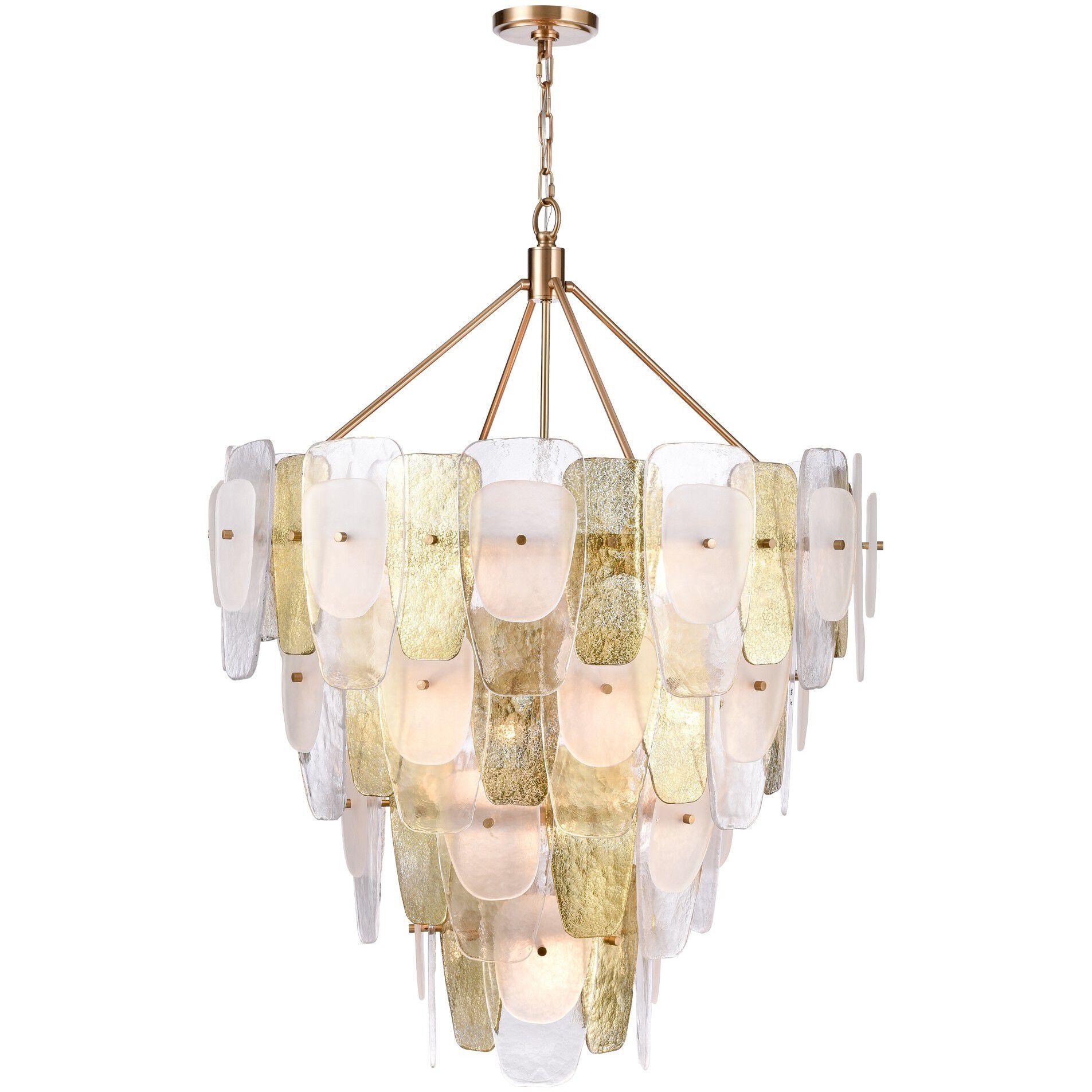Strata 16 Light 36 inch Lacquered Gold Chandelier Ceiling Light, Converts to Semi Flush