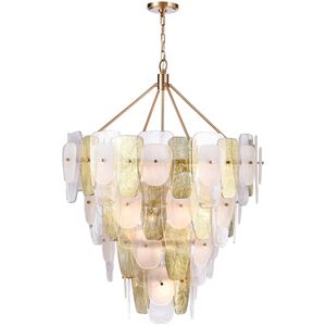 Strata 16 Light 36 inch Lacquered Gold Chandelier Ceiling Light, Converts to Semi Flush