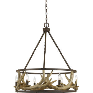 Antler 6 Light 26 inch Rust Chandelier Ceiling Light
