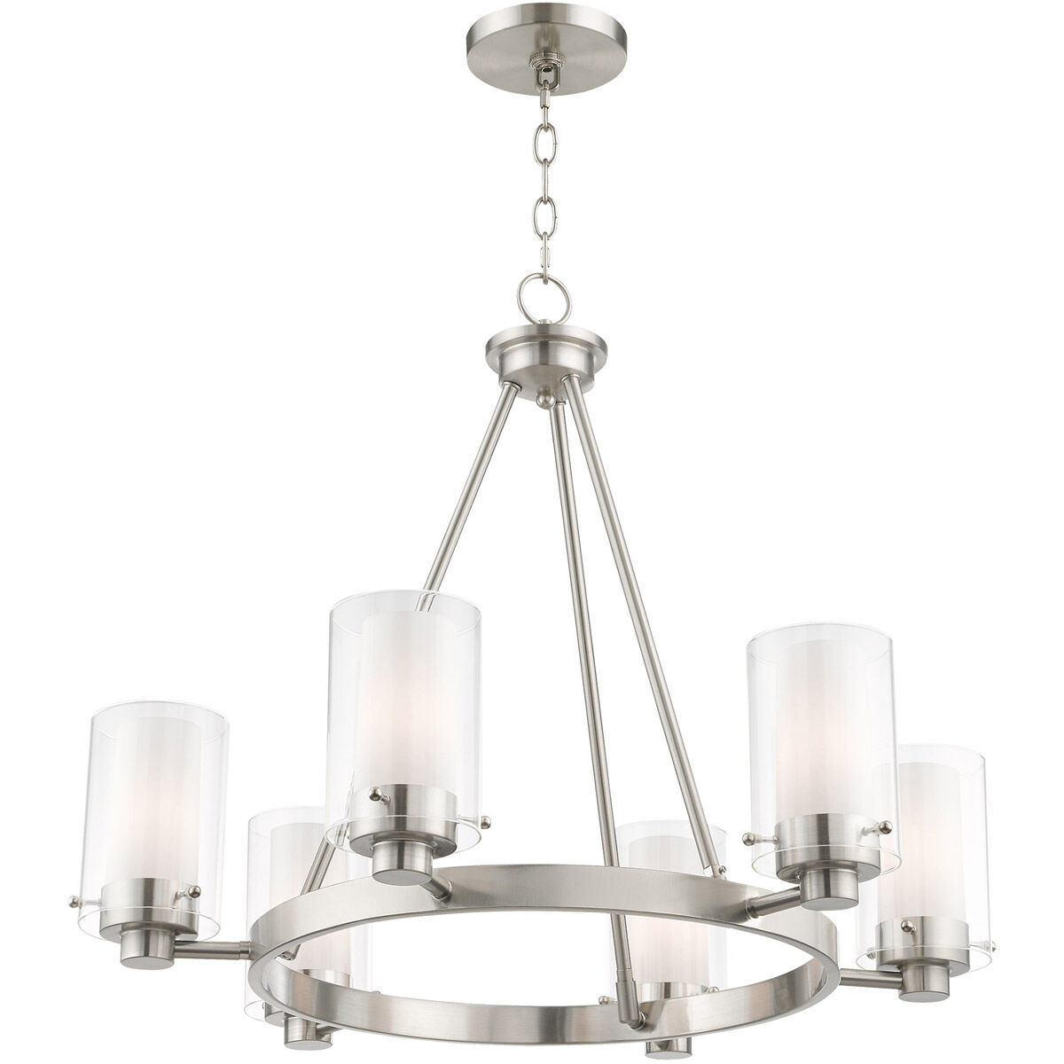 Manhattan 6 Light 26 inch Brushed Nickel Chandelier Ceiling Light